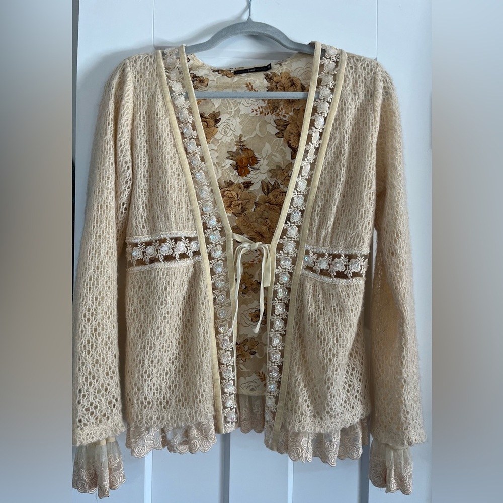 Hazel Beige and Gold Floral Fabric